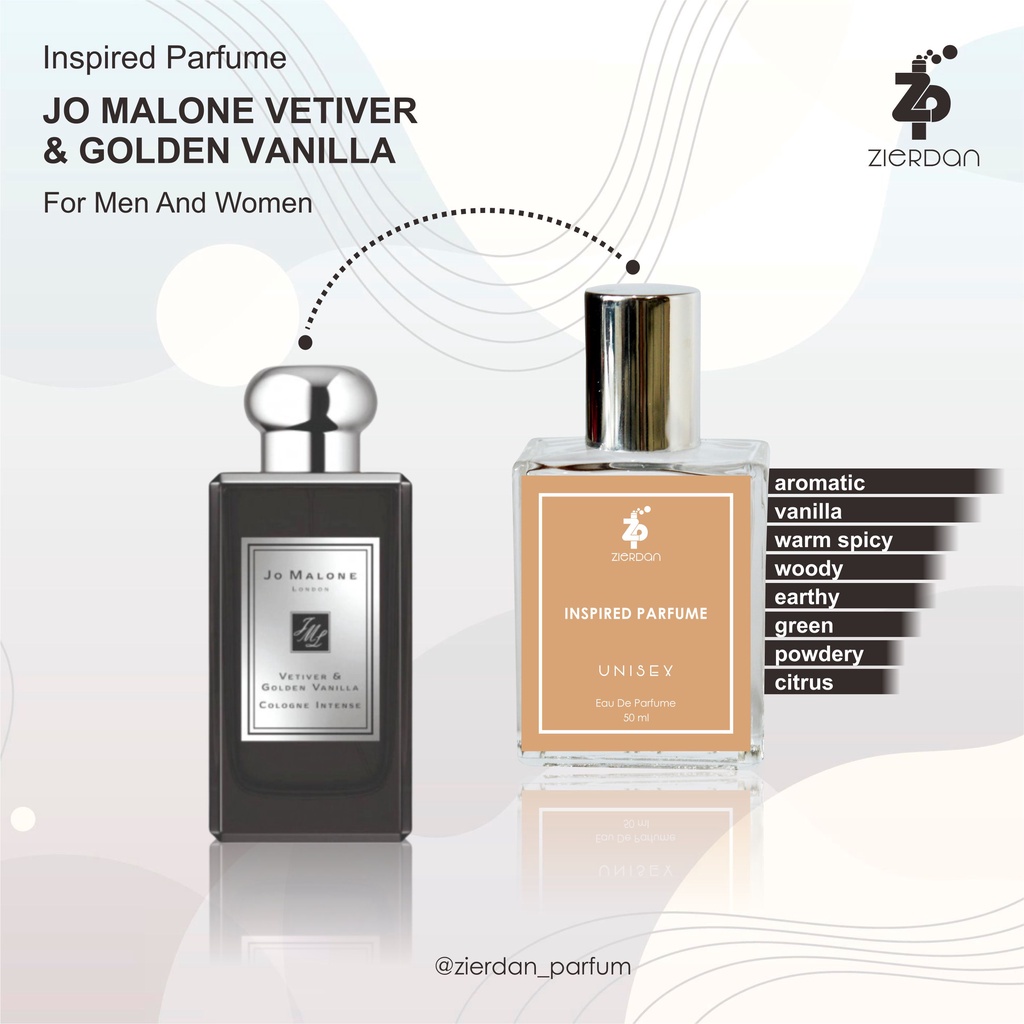 Zierdan Inspired Parfum Jo Malone Vetiver &amp; Golden Vanilla Parfume Farfum  Minyak Wangi Tahan Lama Pria &amp; Wanita Unisex