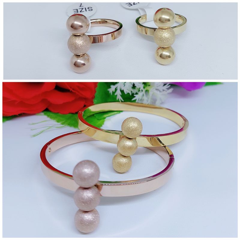 Gelang set titanium Bola manik