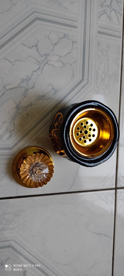 Tempat Bakar Dupa Mabkharah Keramik Arab Kaligrafi Model Tabung 8x10cm