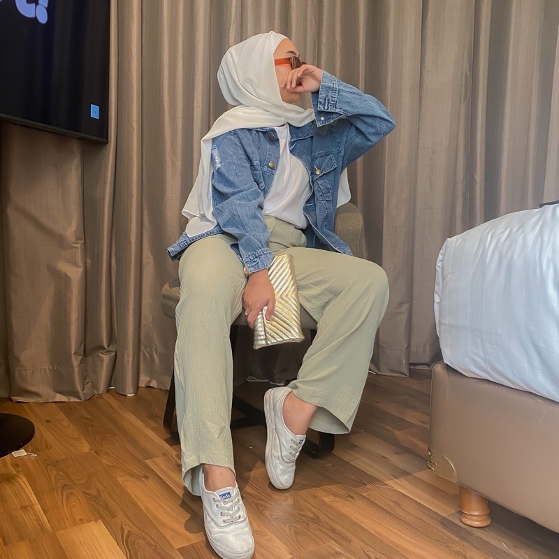 Byst High Waist Kulot Crinkle Sage