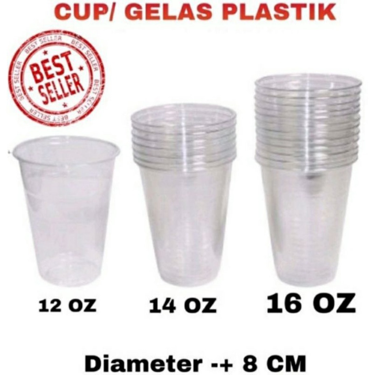 GELAS CUP KOPI/POP ICE PLASTIK 1 PACK ISI 50 PCS