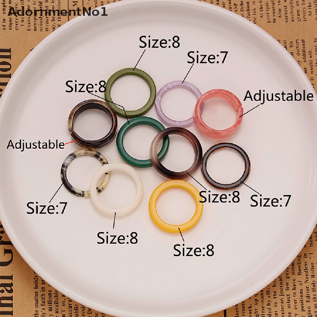 (AdornmentNo1) 10pcs / Lot Cincin Resin Warna Campur Gaya Korea Untuk Wanita