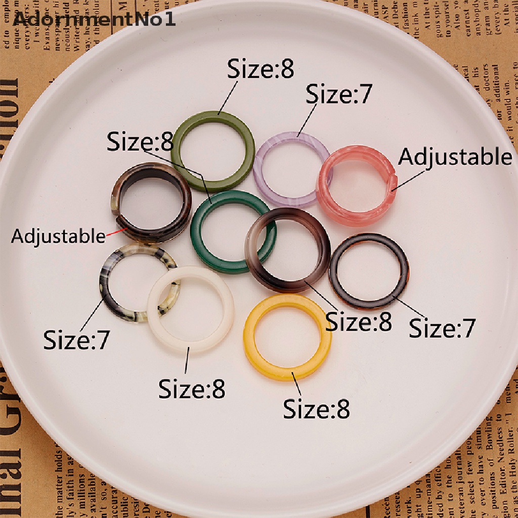 (AdornmentNo1) 10pcs / Lot Cincin Resin Warna Campur Gaya Korea Untuk Wanita