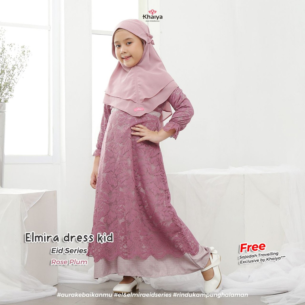 ELMIRA DRESS CORAL ALMOND XXL || Gamis Kids by Khaiya