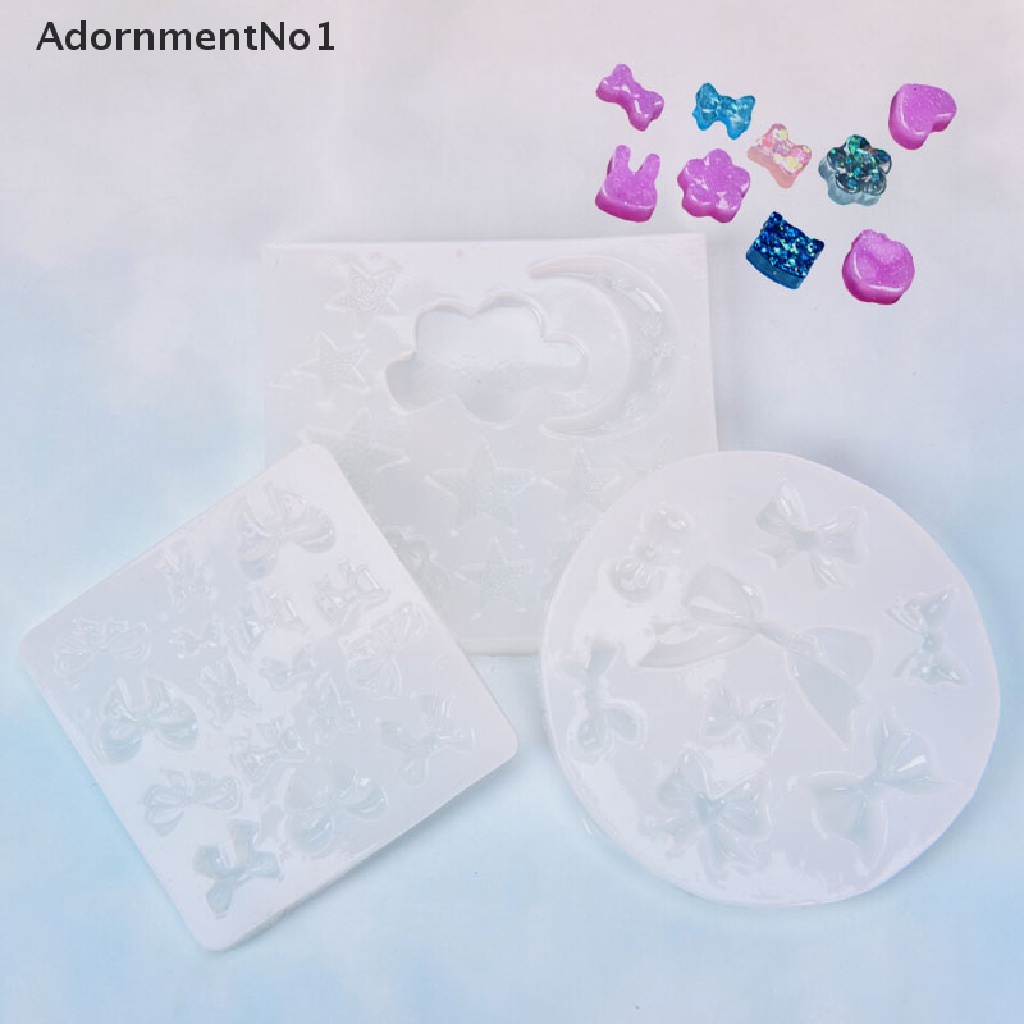 (AdornmentNo1) Cetakan Resin Epoksi Bentuk Bulan / Bintang / Pita Bahan Silikon Untuk DIY Perhiasan Handmade