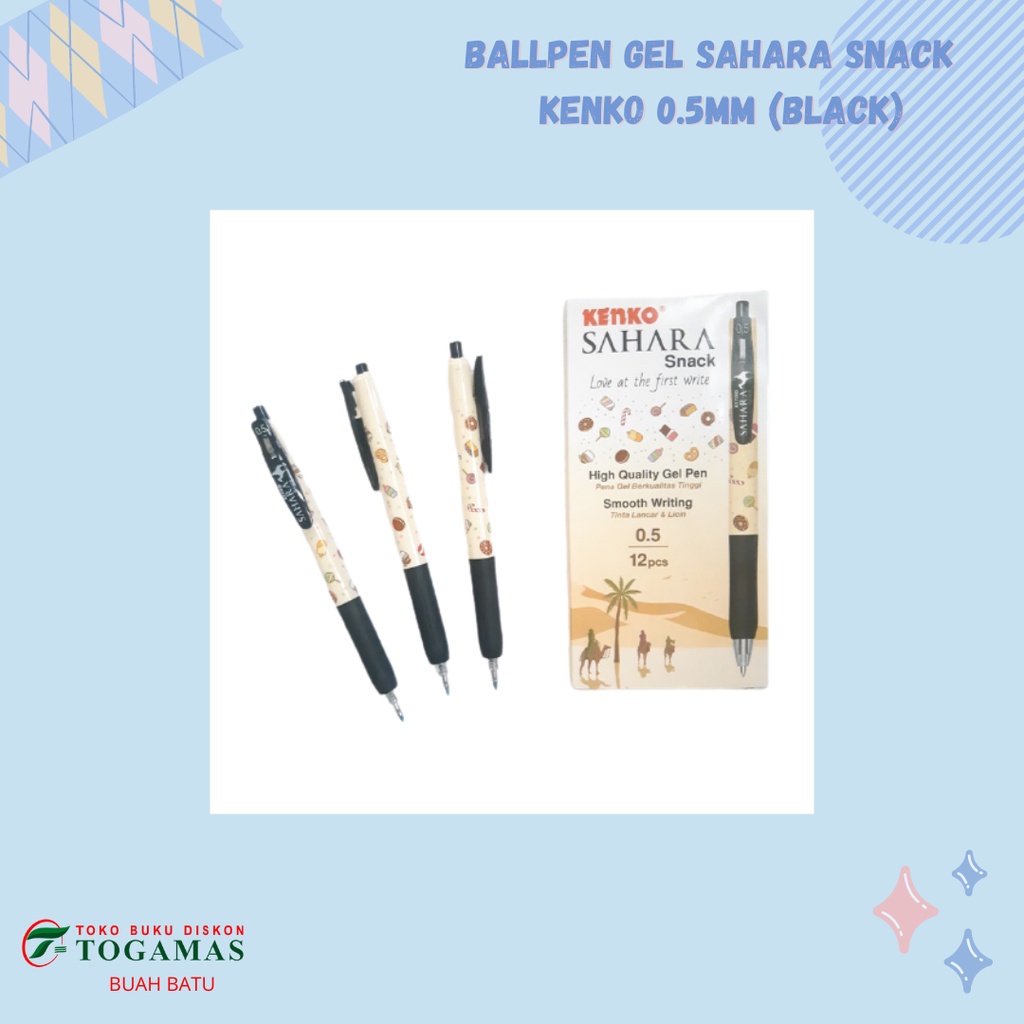 

BALLPEN GEL SAHARA SNACK KENKO 0.5MM (BLACK)