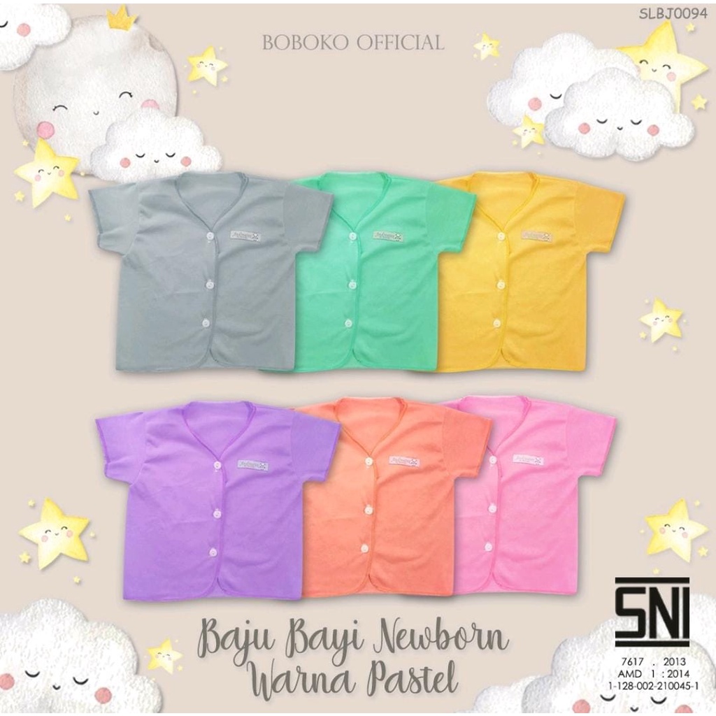 BOBOKO Baju Atasan Bayi Newborn Warna Pastel 0-4 Bulan