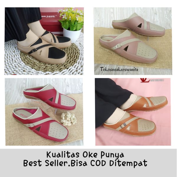 Sandal Tutong Wanita One Love Sandal Selop Anti Slip Lentur Original Masa Kini Kulit Casual Sintetis