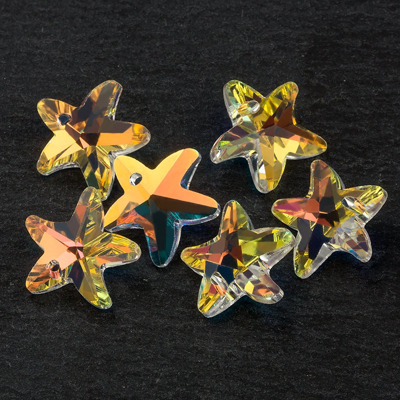 14mm 28 pcs/pack manik-manik kristal pesona bintang laut kristal AB manik-manik kaca berlian imitasi permata untuk membuat Perhiasan Anting-Anting DIY kualitas Terbaik