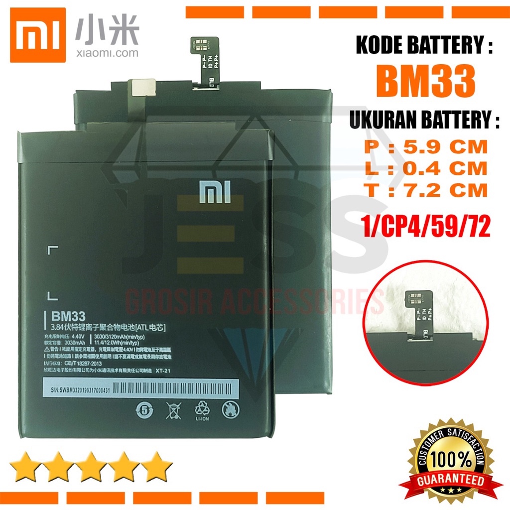 Baterai Battery Original Xiaomi BM33 &amp; BM-33 For type HP Batre Mi 4i - Mi4i