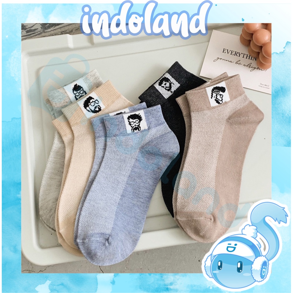 ☀ INDOLAND ☀ Kaos Kaki Polos Semata Kaki Motif Pria / Kaos Kaki Ankle Cute KK023