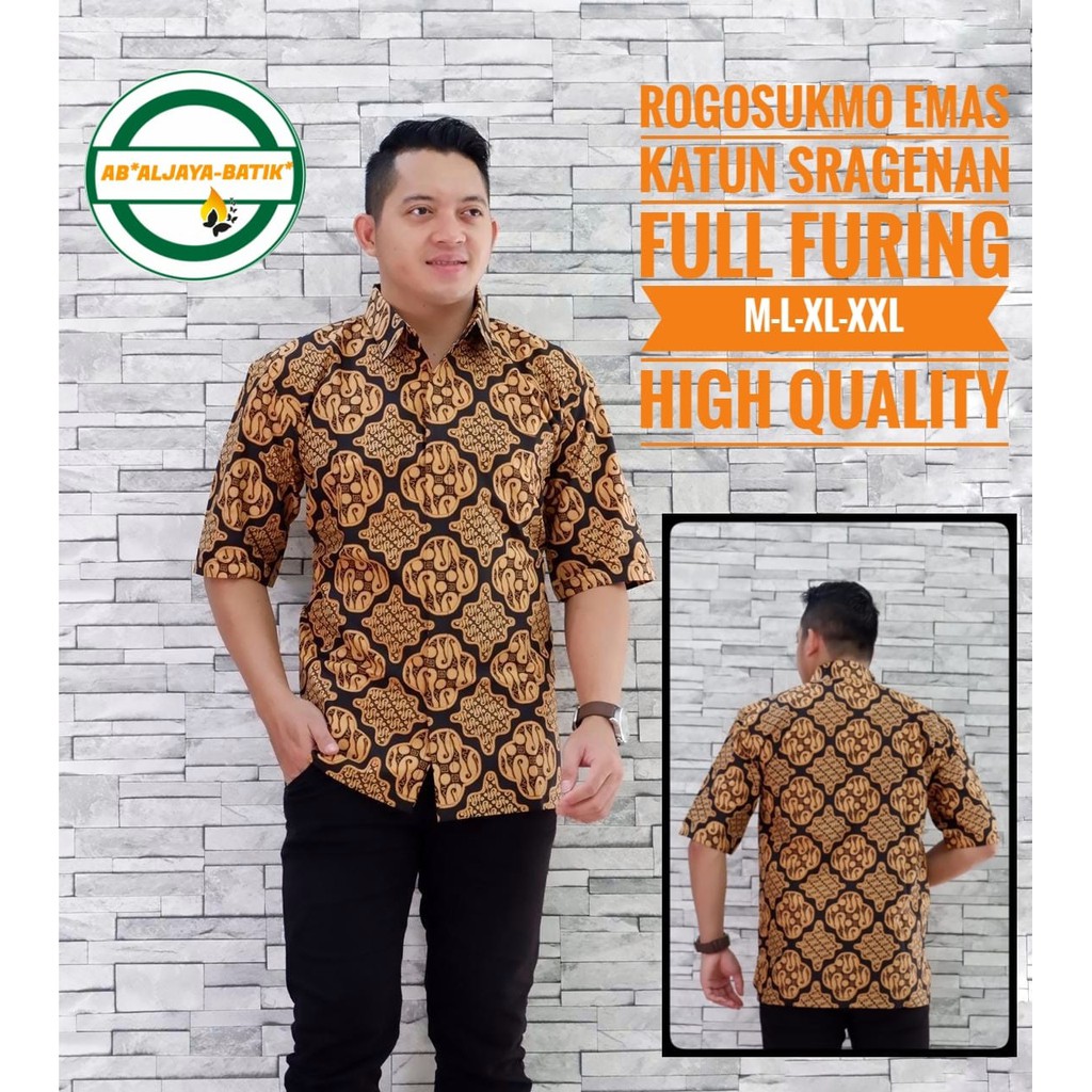 ROGOSUKMO EMAS BAJU kemeja batik pria lengan panjang terbaru ORIGINAL batik pria lengan panjang