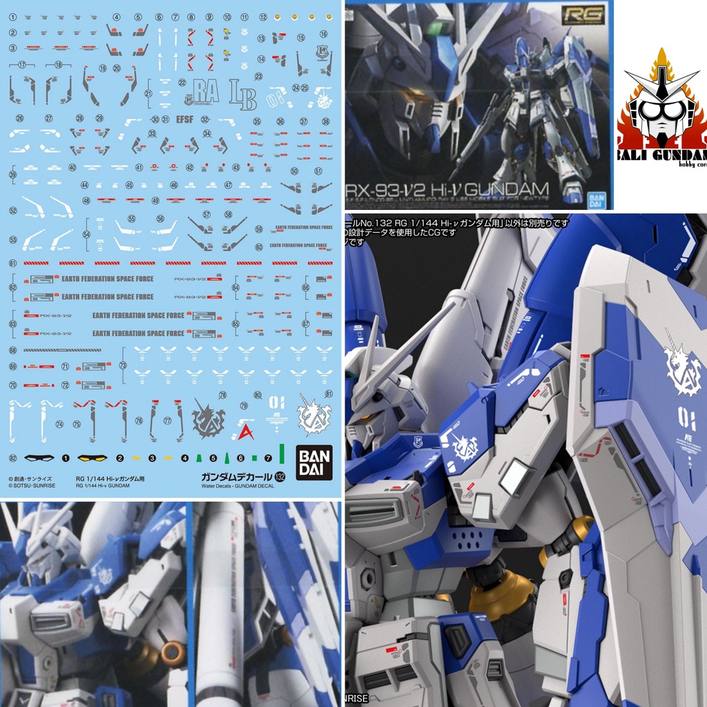 GUNDAM DECAL 132 RG 1/144 RX-93-V2 HI NU GUNDAM Bali Gundam Hobby Corner Bandai Original
