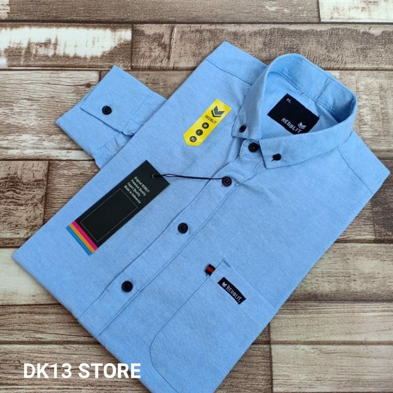 KEMEJA POLOS PRIA  PANJANG SOFT BLUE JUMBO XL-XXL-XXXL