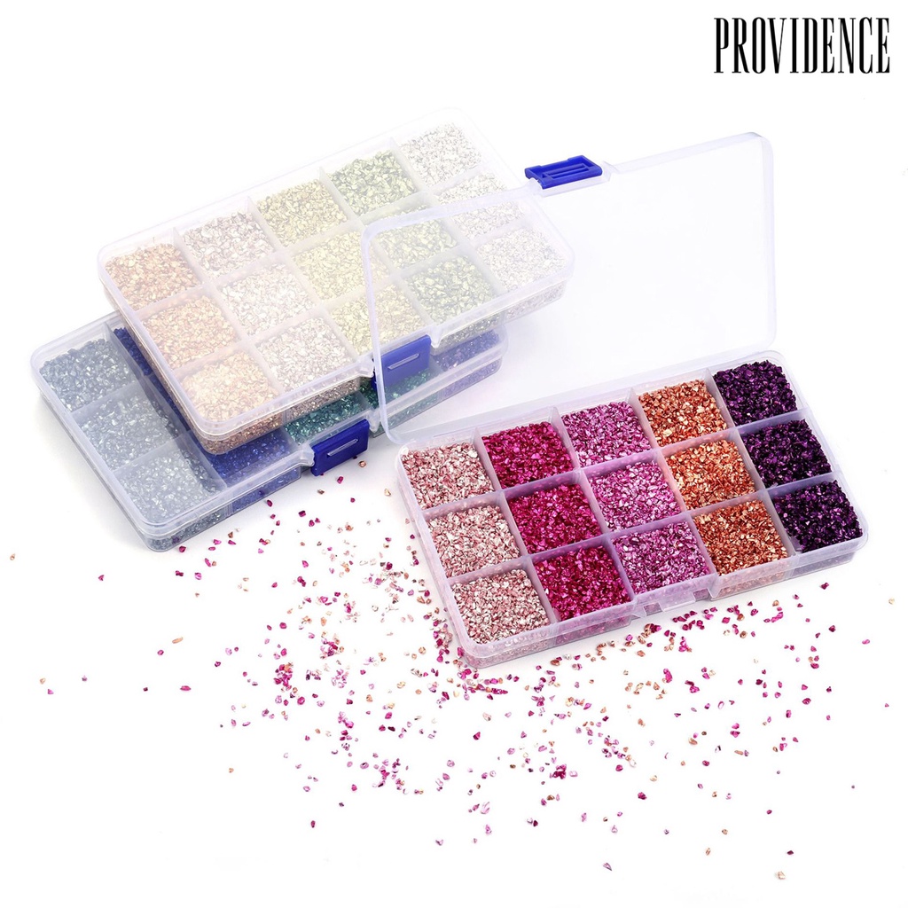 Providence 1 Box Nail Rhinestones Nail Art DIY Decoration Faux Crystal Nail Fragment Glitter Color Sequins for Home Use