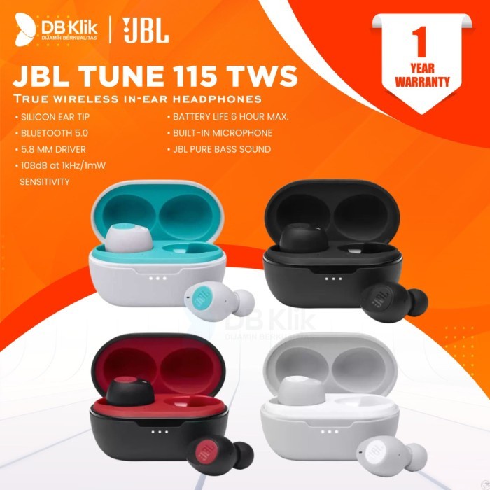 TWS JBL TUNE 115 Bluetooth 5.0 USB-C - Earphone JBL TUNE 115TWS