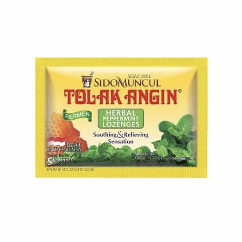 Permen tolak angin sidomuncul sachet 5 pcs ( permen pelega tenggorokan )