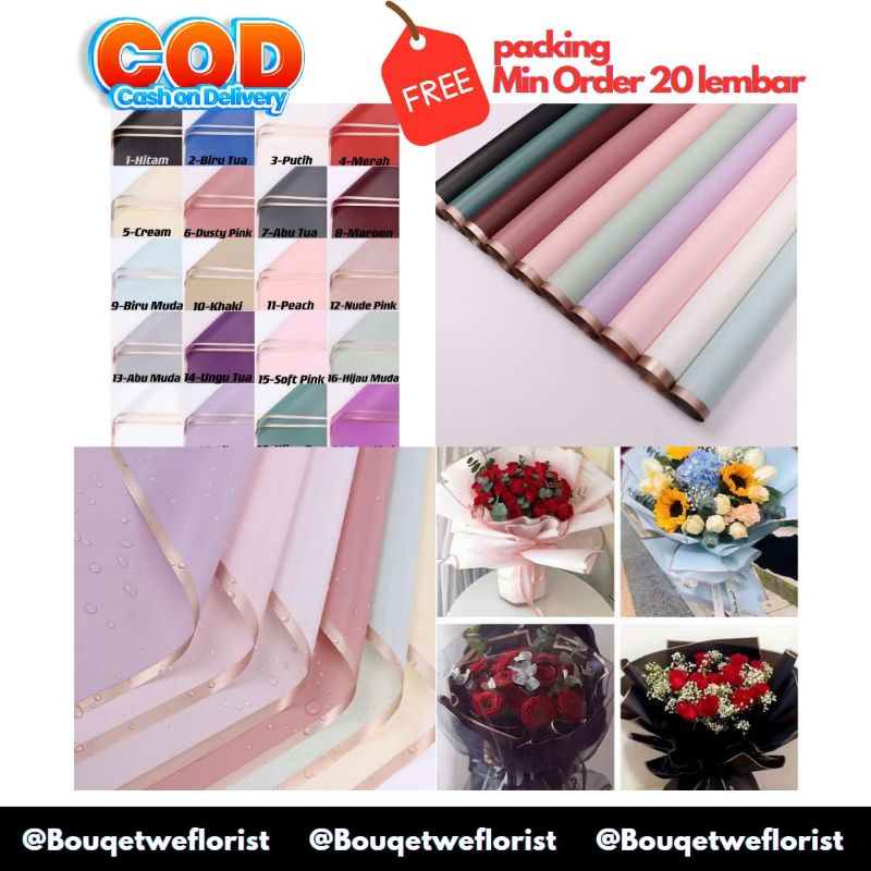 

20 CELLOPHANE LIST EMAS/kertas buket