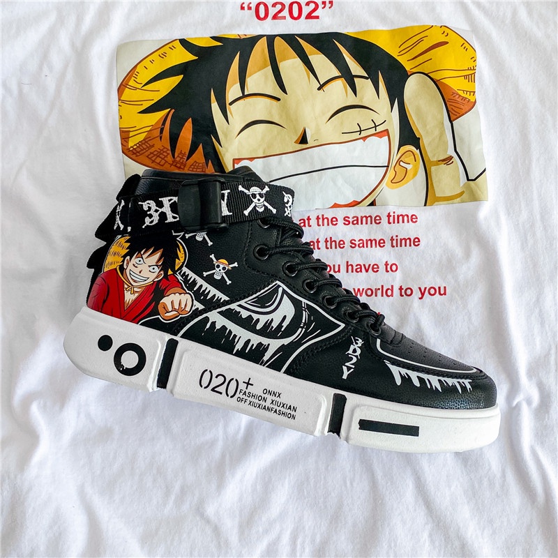 Anime One Piece Monkey D Luffy Sepatu Import Pria Running Sneaker Tinggi Kets Sport Keren Lentur Kekinian Ringan 164