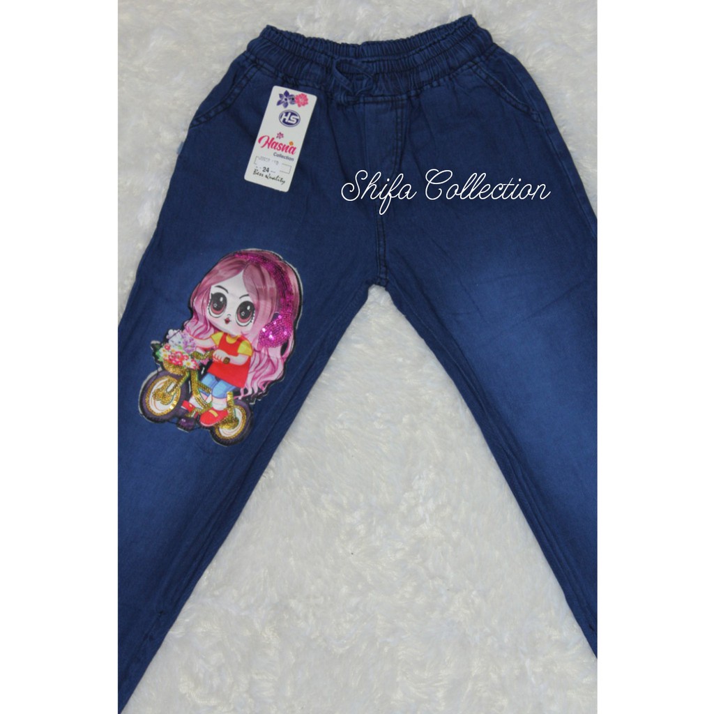 Celana Joger / Celana Jeans / Celana Panjang / Celana Joger Anak Perempuan / Motif Karekter Boneka LOL LED size (1. 2. 3. - 4. 5. 6.) - Usia 1-6 tahun