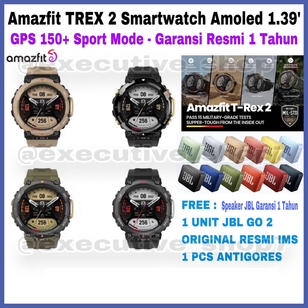 Amazfit TREX 2 T-REX 2 T REX 2 Smartwatch Amoled 1.39' GPS 150+ Sport Mode - Garansi Resmi 1 Tahun