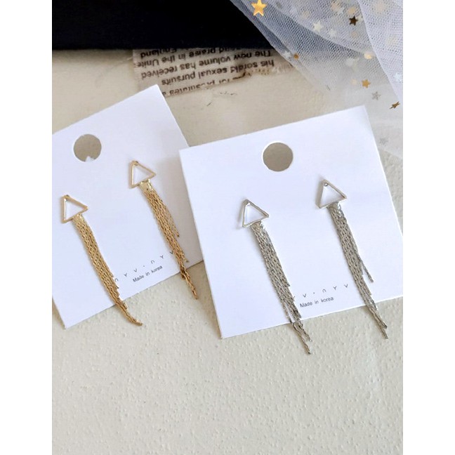 LRC Anting Tusuk Fashion Triangular Tassel Irregular Earrings F4881X