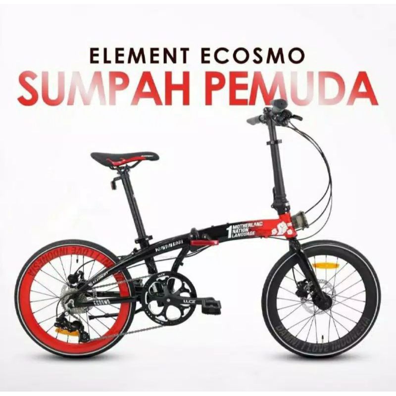 Sepeda Lipat Seli Ecosmo 10 Sumpah Pemuda Bonus Helm dan Kaos Baru Murah