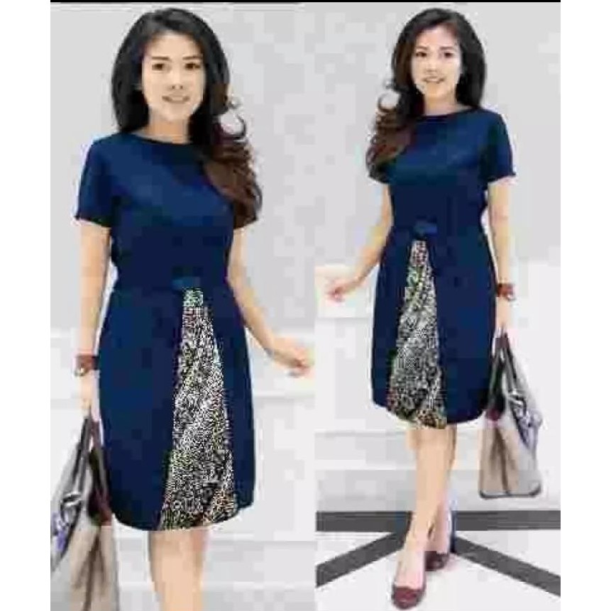 DRESS COMBI BATIK BAHAN TWISCONE LD 98 PJ 95