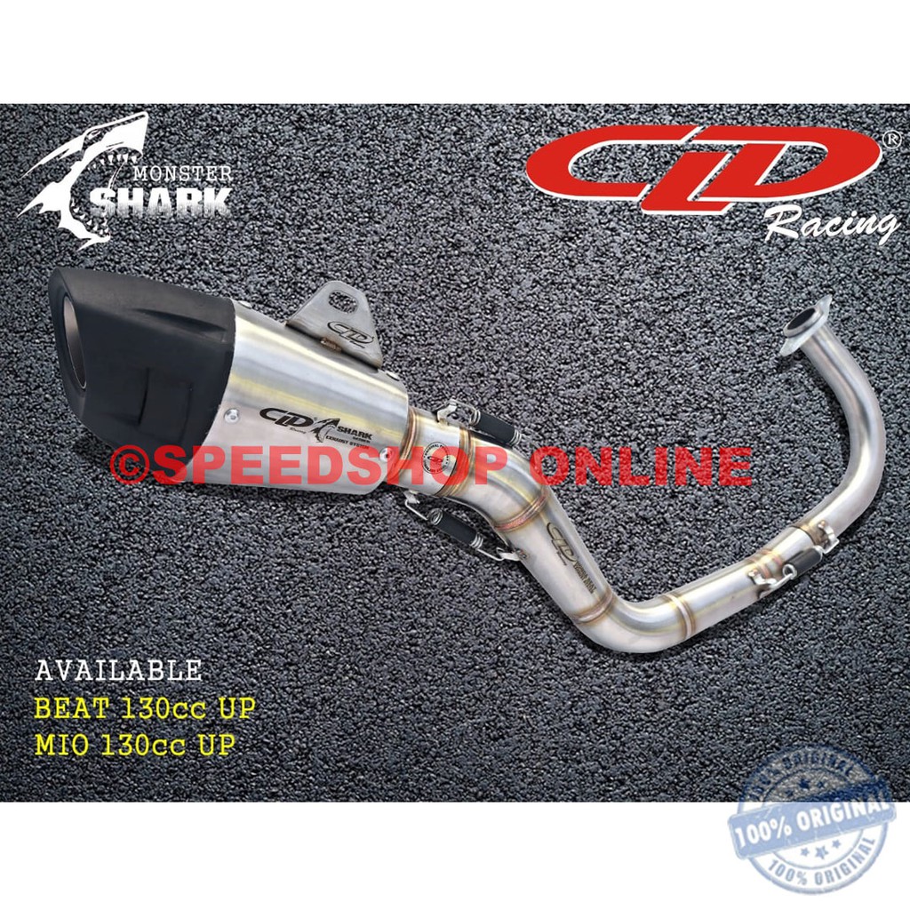 knalpot cld honda beat karbu beat fi starter kasar original type monster shark black carbon