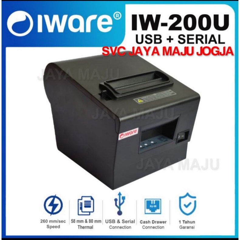 IWARE  IW 200 - USB  SERIAL - SPEED  260 MM/S  ||  PRINTER KASIR DIRECT THERMAL  TANPA RIBBON - LINE