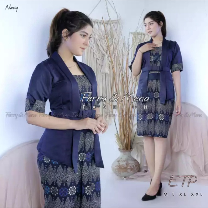 [ COD ] Stelan baju batik kebaya modern kutu baru & rok Elnira Lengan pendek 5 WARNA ~Kebaya Modern 