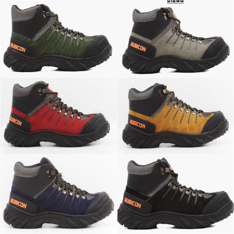 SEPATU BOOTS PRIA SAFETY TRACKING HIKING TOURING RUBICON DIENG HIGH PREMIUM QUALITY UJUNG BESI