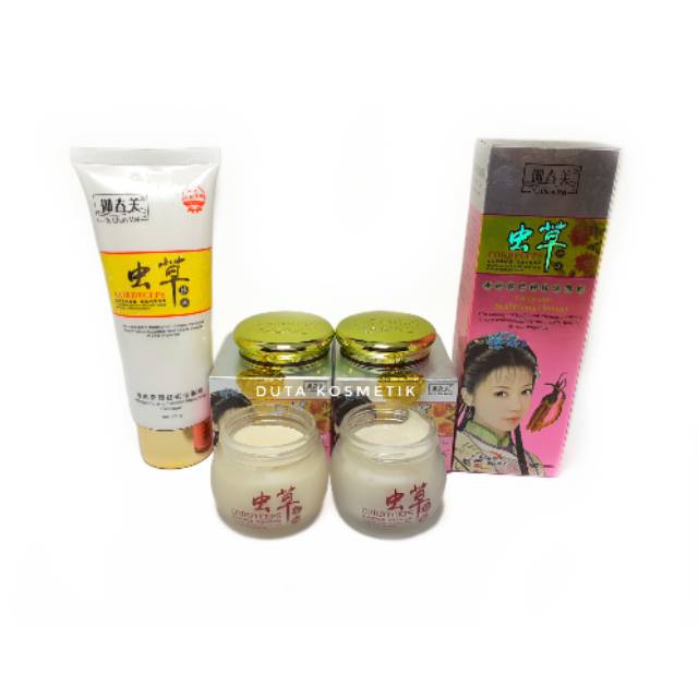 PAKET CREAM YUCHUNMEI CORDYCEPS [cream siang &amp; malam + facial foam]