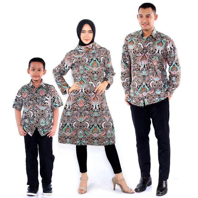 Couple Batik Keluarga Ayah Anak Dan Ibu Atasan Tunik Family Set