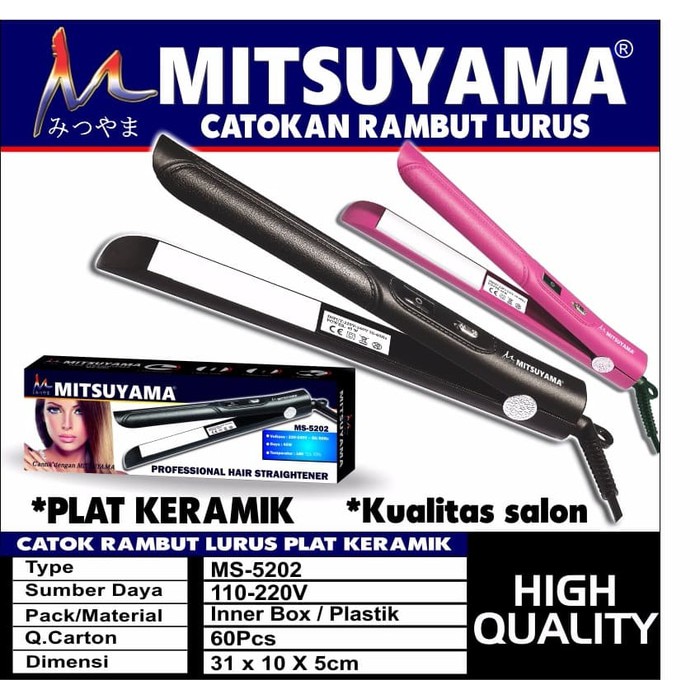 Catok Mitsuyama MS5202 45W Untuk Semua Jenis Rambut Hair Straightener