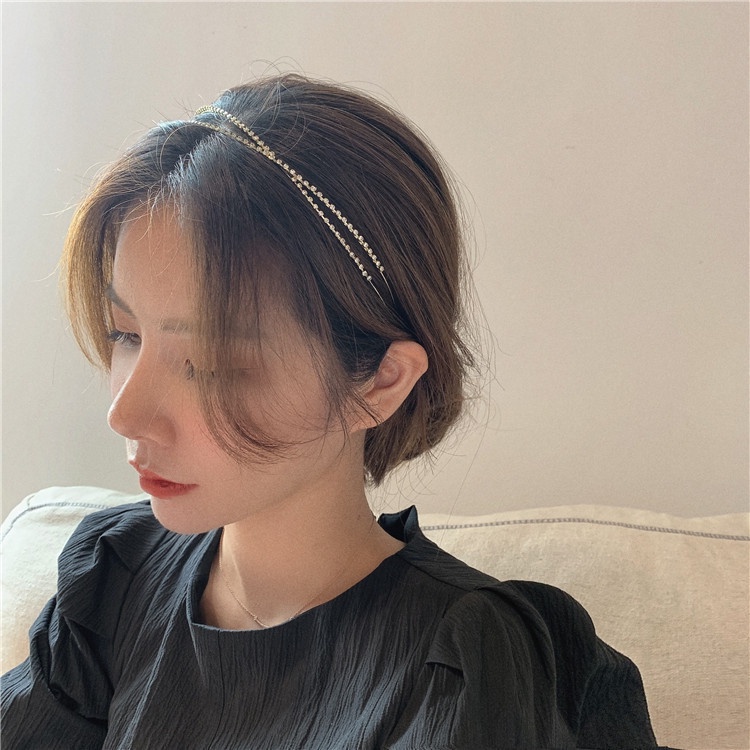 Dream Goddess Double Draining Rhinestone Thin Headband / Fashion Elegant Concise Generous Stone Headwear / Simple Personality Trend Beautiful Hair Accessories