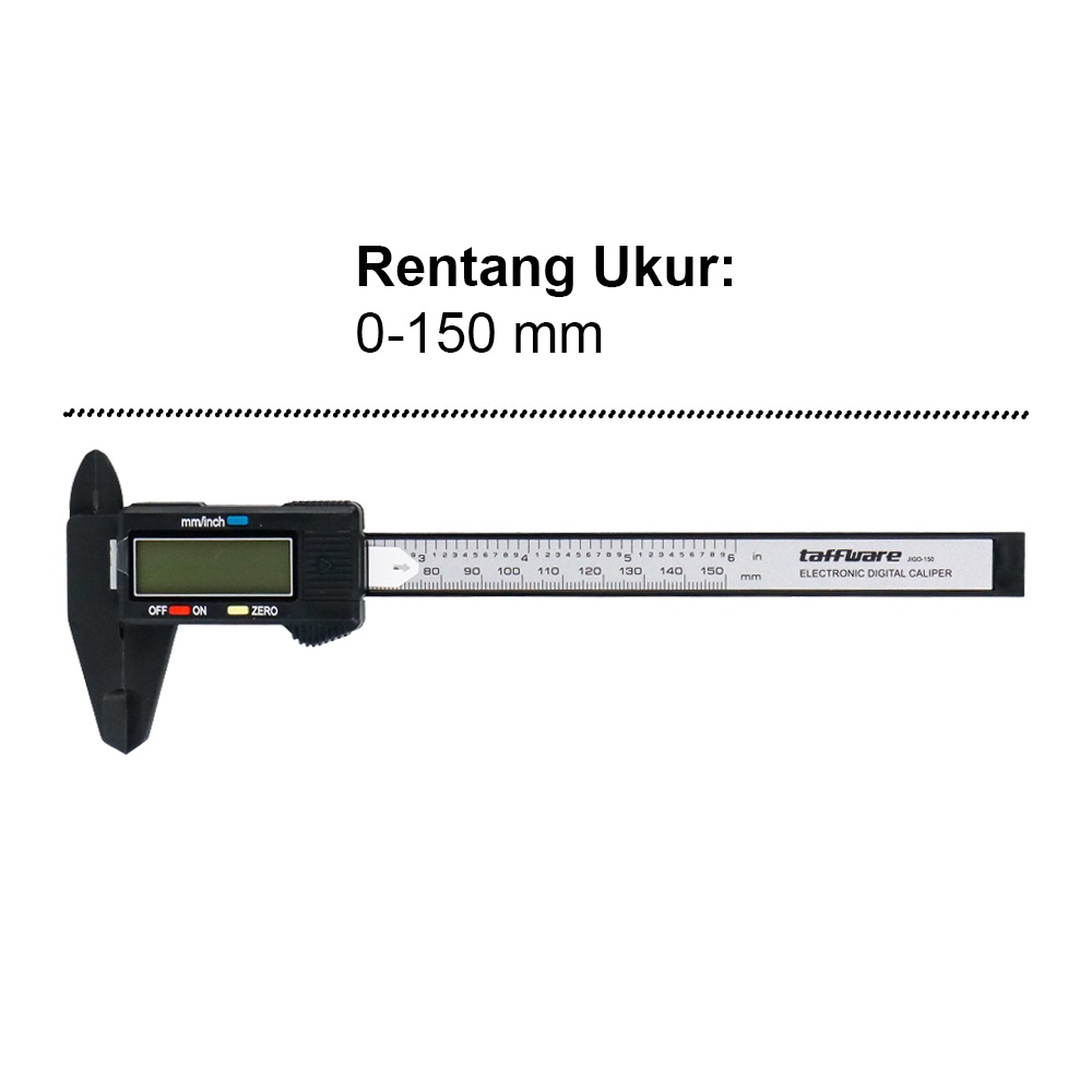 Taffware Jangka Sorong Digital Vernier Caliper with LCD Screen - JIGO-150 - Black