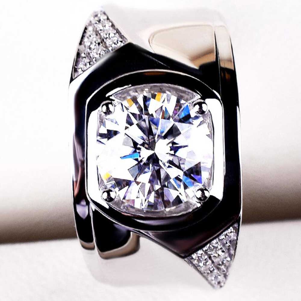 Cincin Perak Wanita Pria Baja Titanium Kristal Berlian Aksesoris Fashion Ring