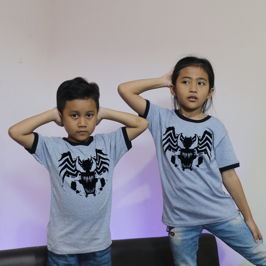 Kaos  RIB ANAK VENOM BERCAK - Baju Fashion Anak Superhero Keren Bludru Premium REEDSHARK
