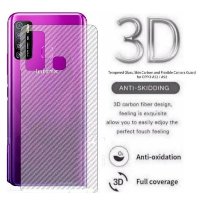 Skin Graskin Carbon infinix Hot 9 Play Anti jamur belakang transparan