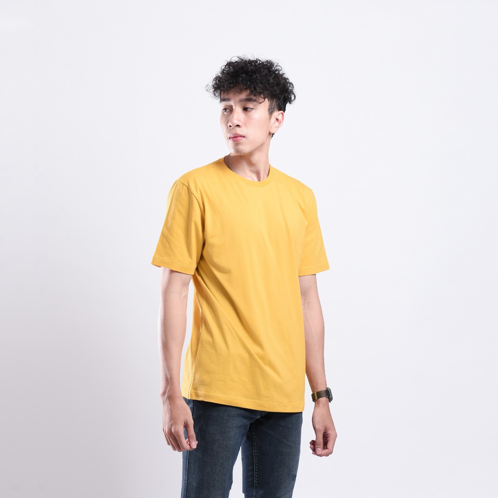 Kaos Polos cotton combed 30s / ONECK / unisex / tangan pendek / baju pria kuning kunyit mustard