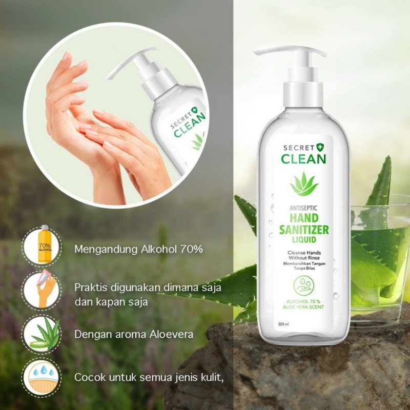Secret Clean Antiseptic Hand Sanitizer Liquid Cair - 500 ml