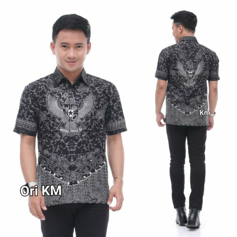 Kemeja Batik Pria Lengan Pendek Motif Garuda Size M, L, XL, XL ( ORIGINAL )