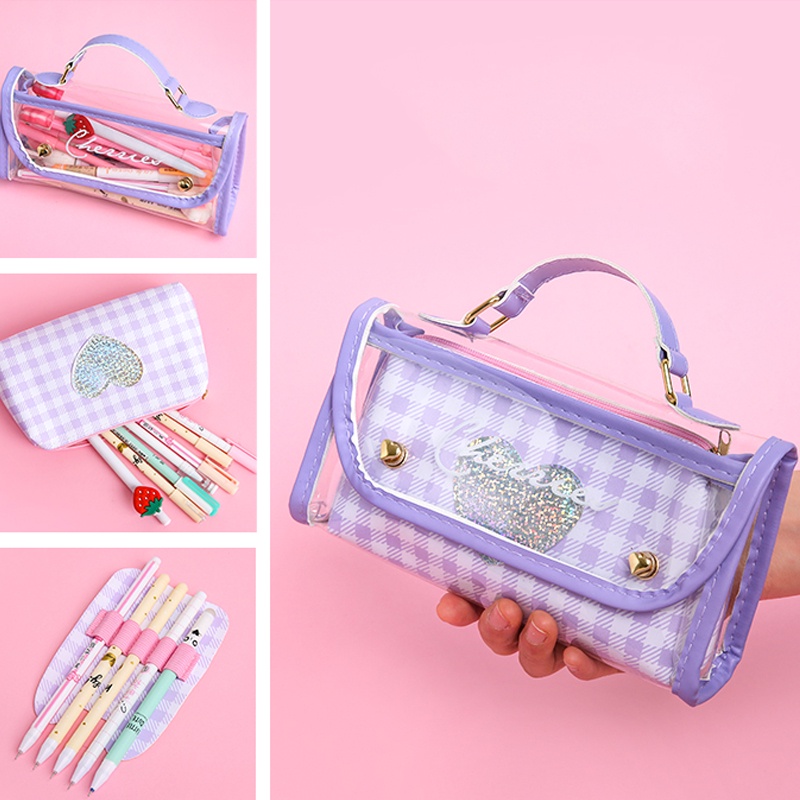 Tempat Pensil Jelly Transparan Dua Lapis