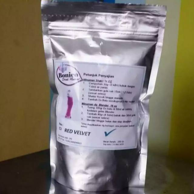 

Bonico RED VELVET 250gr bubuk minuman ice blend drink flavour powder
