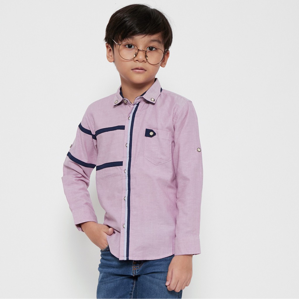 GTS Kemeja Anak Laki Laki Basic Combination Warna Ungu 0877A