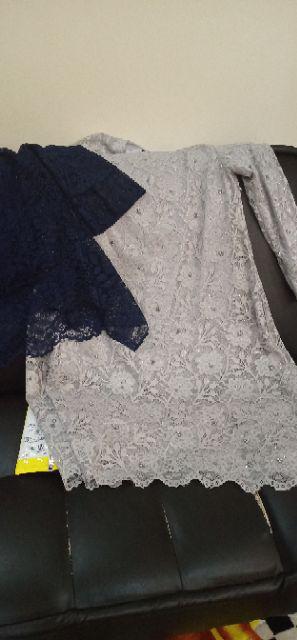 Realpict!!!semi Gamis Umbrella Mutiara Atasan Bhn Brukat+plisket Bhn Batik Silk Size M L Xl Xxl