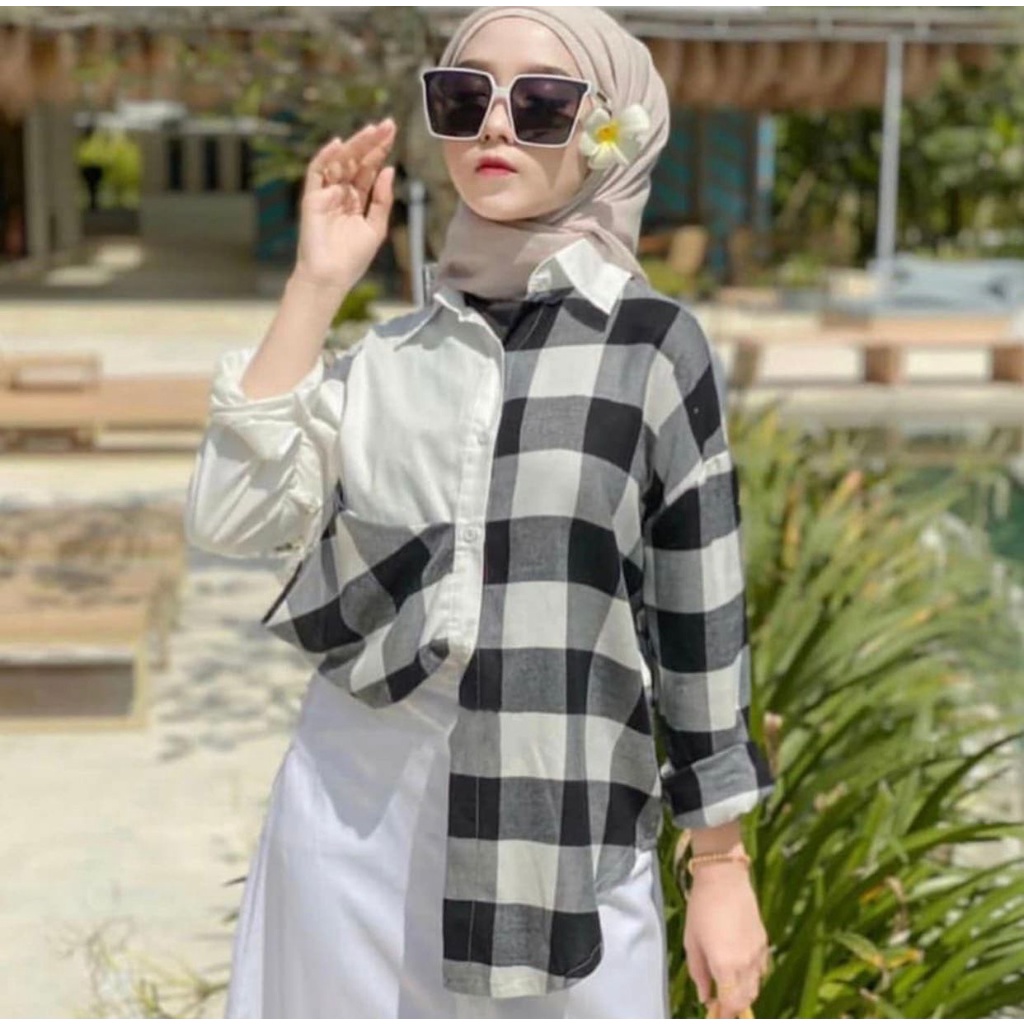 1KG MUAT 5PCS | UKKY WENDA COMBI TARTAN SHIRT TOP HITS KOREAN STYLE FASHION GROSIR MURAH TERBEST SELLER