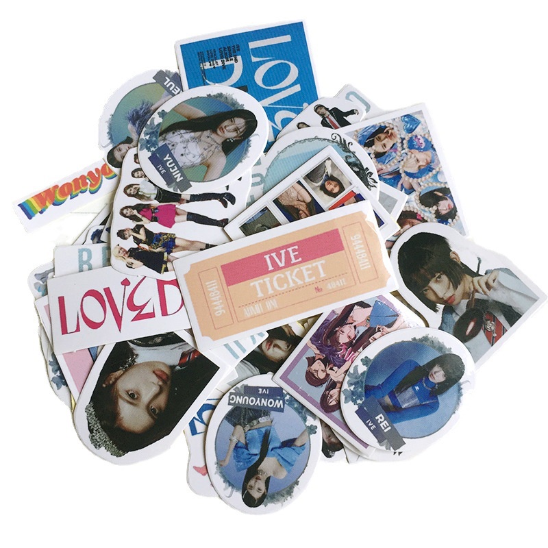 40pcs / Set Stiker Kpop LOVE IVE Untuk Dekorasi Skateboard / Laptop / Koper / Gitar / Notebook LY