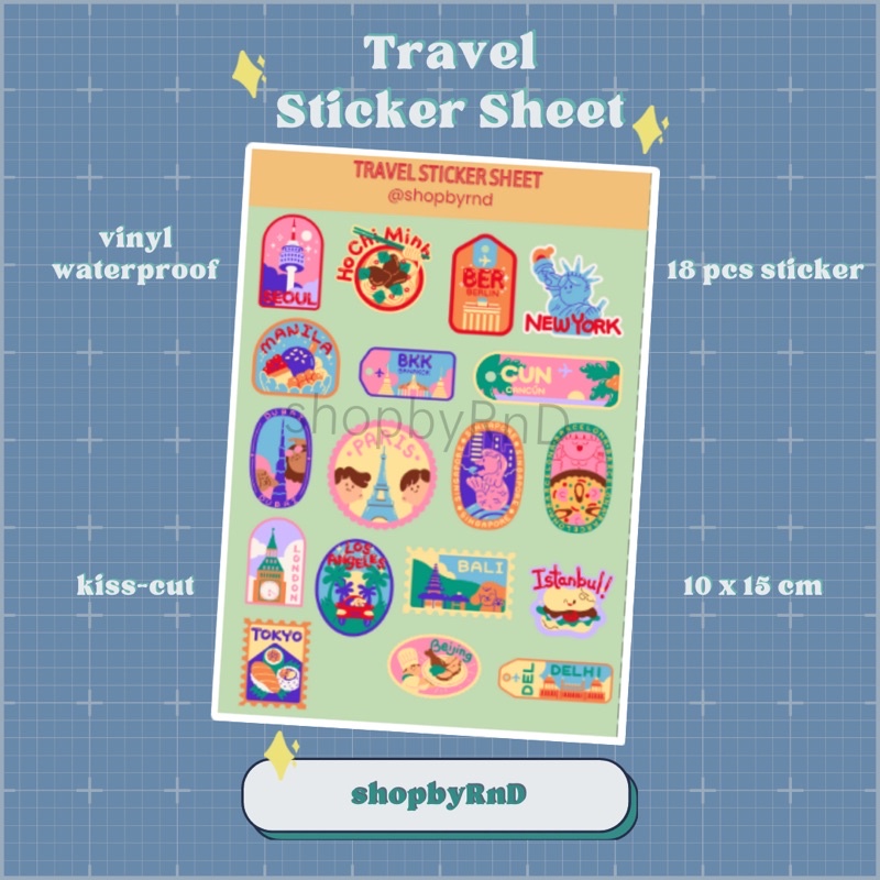 

Travel Sticker Sheet Deco Aesthetic for journaling